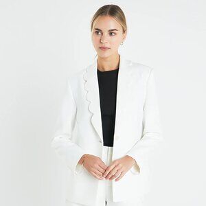 English Factory Cream Scallop Collar Blazer